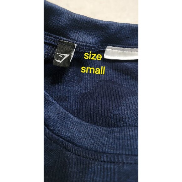 Gymshark Women's Blue Adapt Camouflage Seamless‎ Long Sleeve Crop Top Size S - Picture 9 of 13